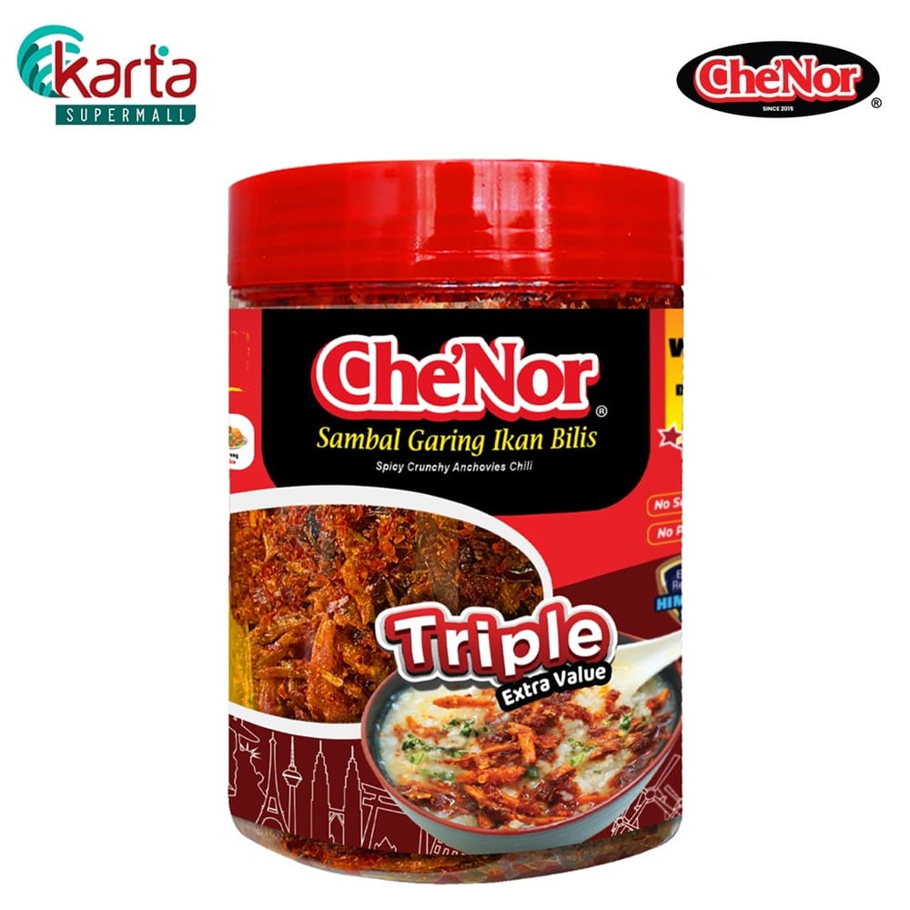 CheNor Sambal Garing Ikan Bilis TRIPLE 480g Karta Supermall