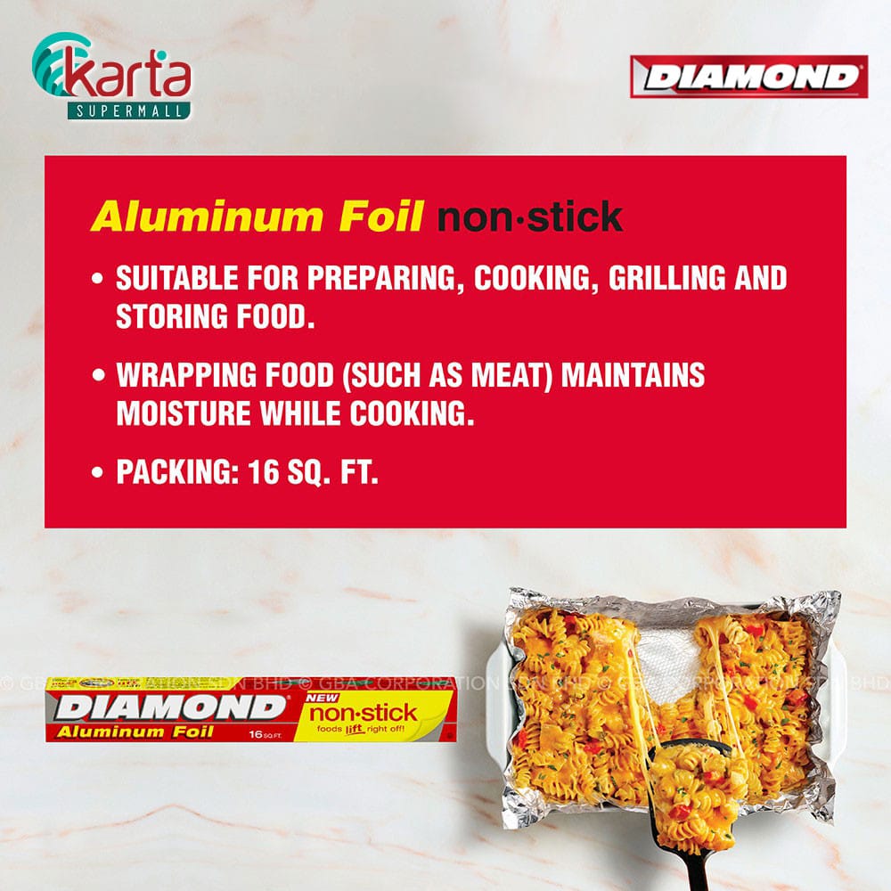 Diamond Aluminum Foil Nonstick 16 SQ FT/5.0m Karta Supermall
