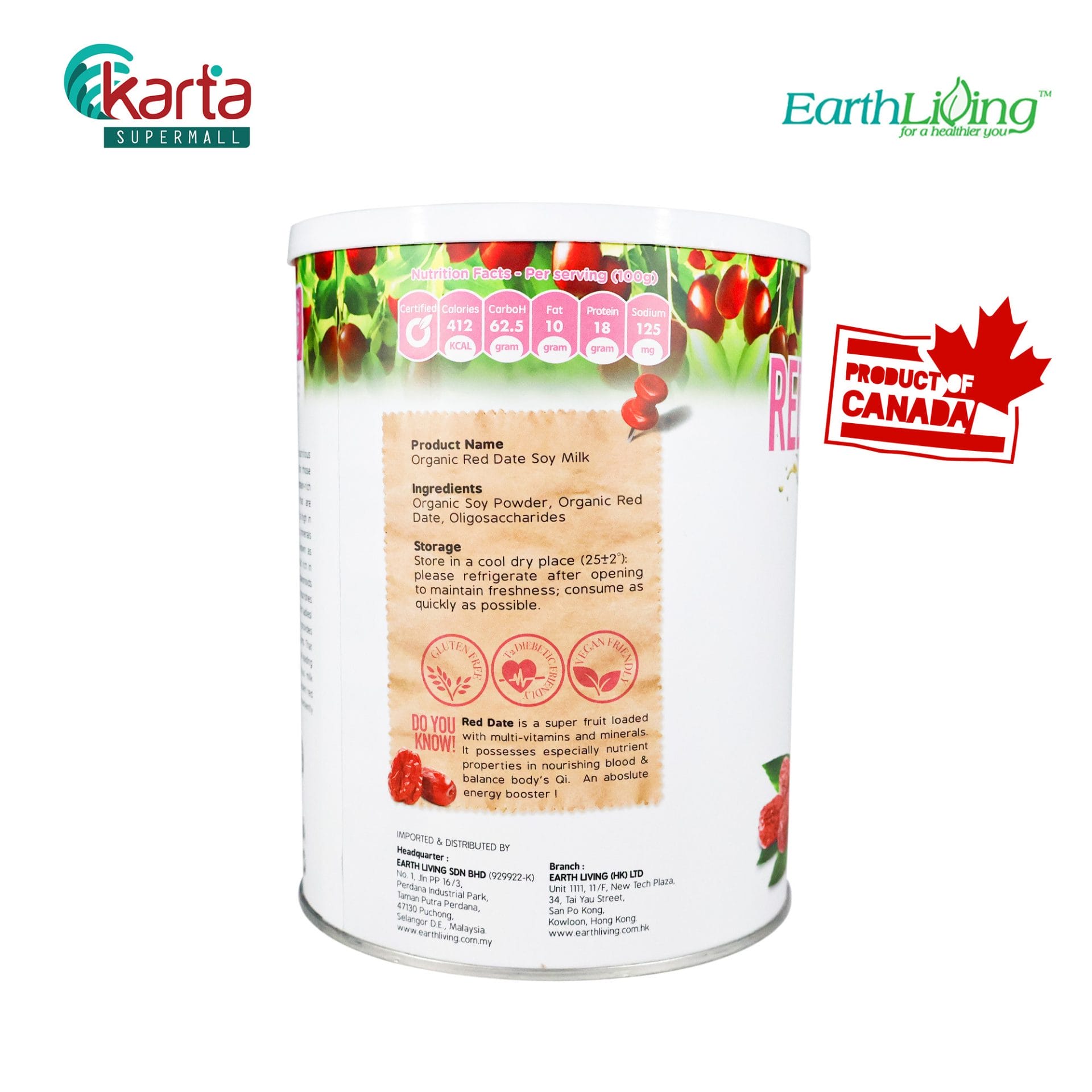 Earth Organic Red Date Soy Milk 750g - Karta Supermall