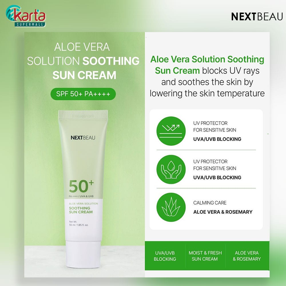 NEXTBEAU Aloe Vera Solution Soothing Sun Cream SPF50+ PA++++ / UVA ...