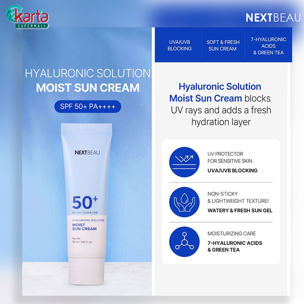 NEXTBEAU Hyaluronic Solution Moist Sun Cream SPF50+ PA++++ / UVA & UVB ...