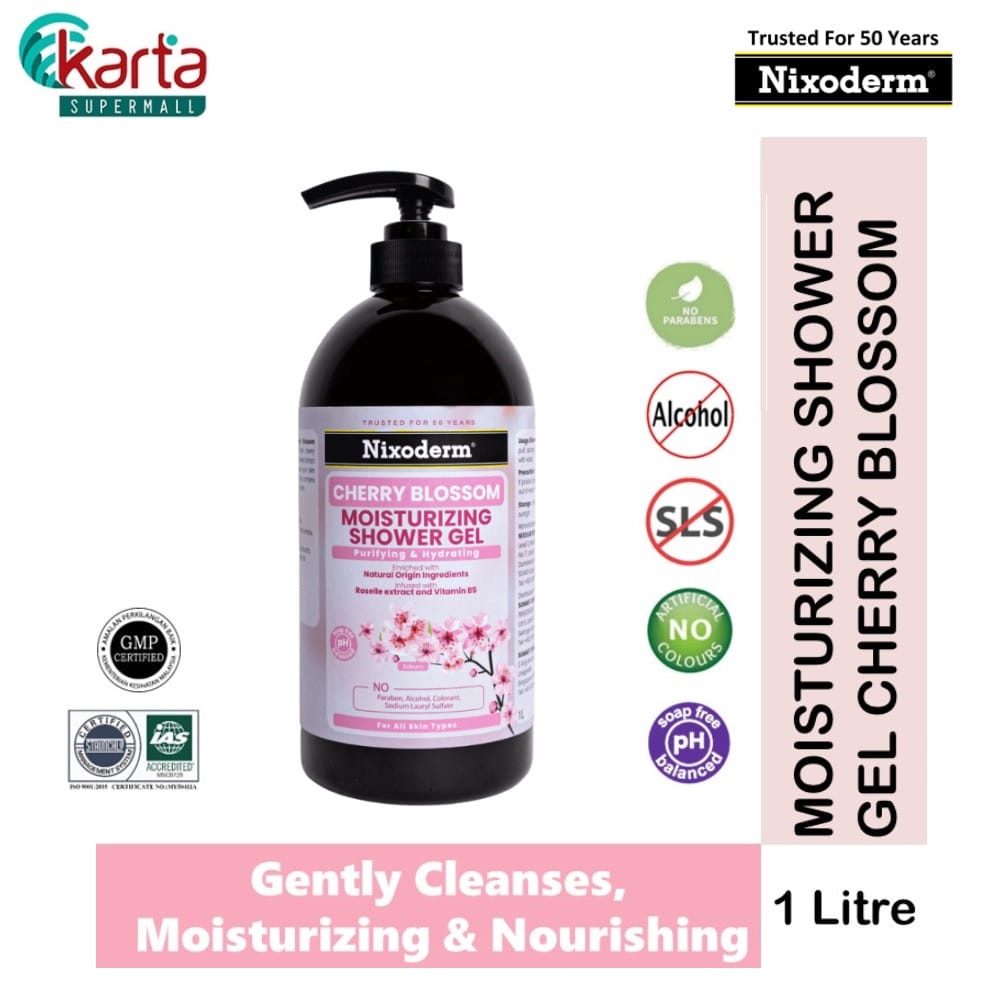 Nixoderm Moisturizing Shower Gel Cherry Blossom 1l Karta Supermall