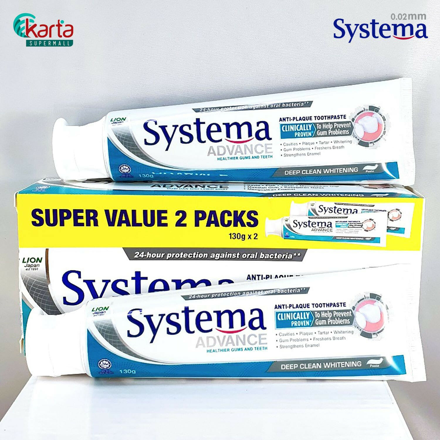 Systema Advance (Deep Clean Whitening) Anti-Plaque Toothpaste 2 X 130g ...