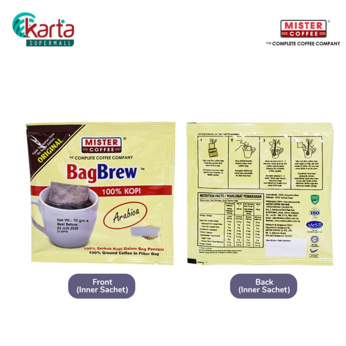 [READY STOCK] Mister Coffee Bag Brew BagBrew 100% Instant Coffee Kopi  Bancuh Sugar Added Original