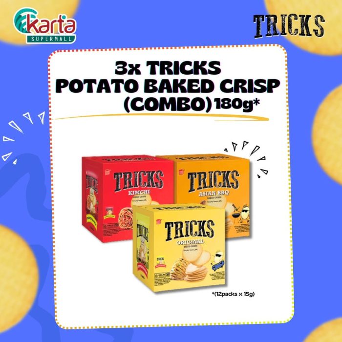 TRICKS Potato Baked Crisps 3 Flavours Combo! (3 x 15g x 12 packs)