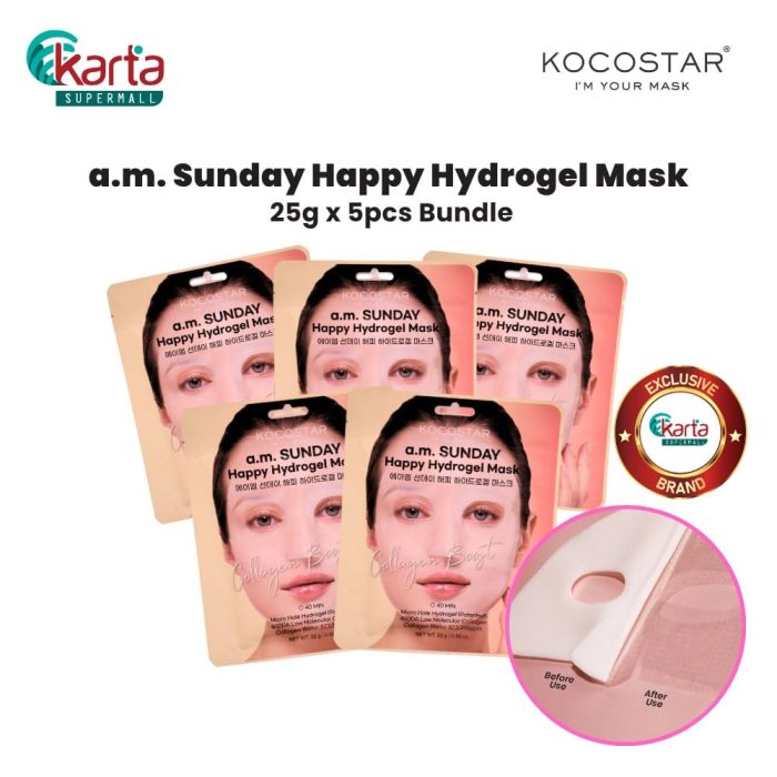 KOCOSTAR a.m Sunday Happy Hydrogel Mask Box (25g x 5 pcs)