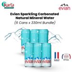 Evian Sparkling Carbonated Natural Mineral Water Bundle Set (330ml x 6 Cans) (Clearance Sales – EXP: APR 2026)