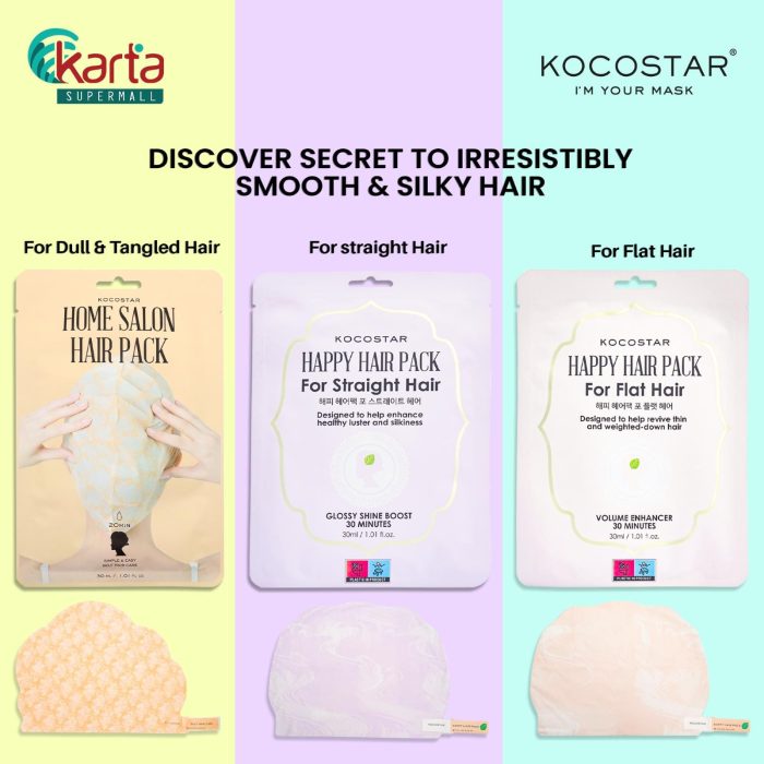 KOCOSTAR Happy Hair Pack For Straight Hair (Glossy Shine Boost) Bundle Set (30ml x 3 packs)