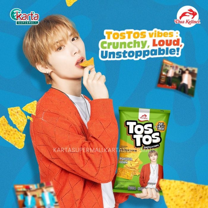 TOSTOS Tortilla Chips Roasted Corn 145g BoyNextDoor 2-pack Bundle (Limited Edition)