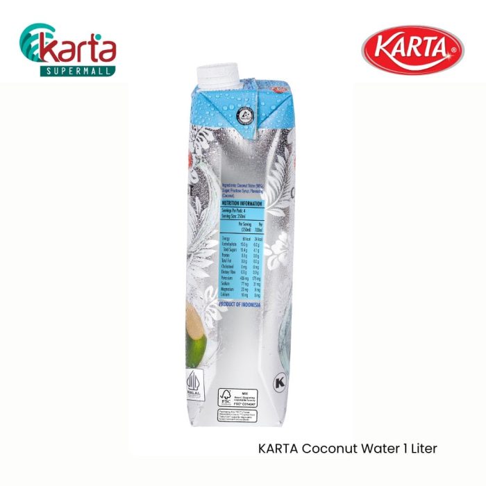 KARTA Coconut Water Air Kelapa 1 Liter x 12 Units (1 Carton)