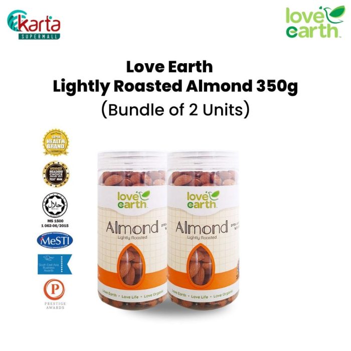 Love Earth Lightly Roasted Almond 350g 2-pc Bundle  (Clearance Sale : EXP APR 2026)