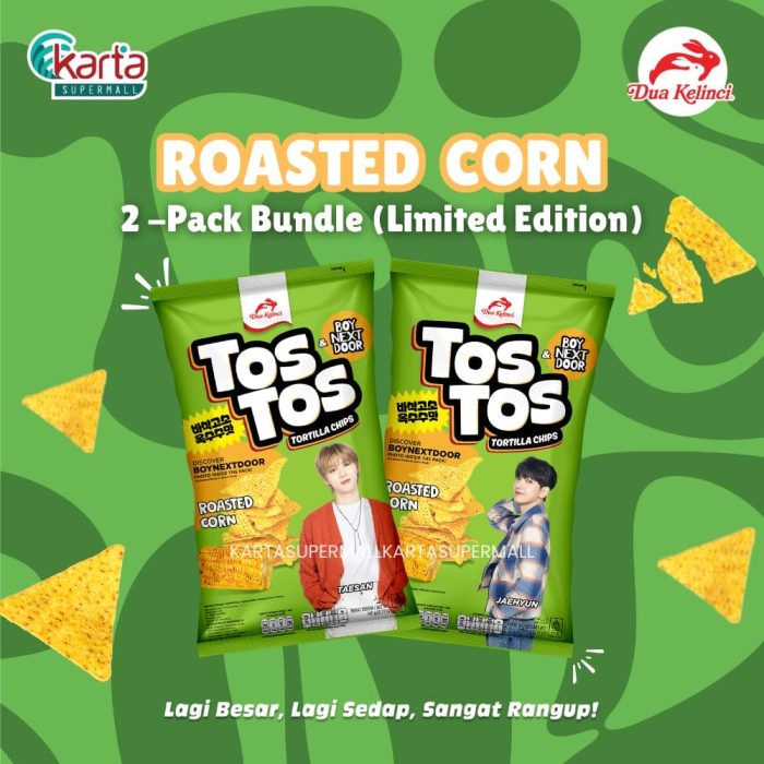 TOSTOS Tortilla Chips Roasted Corn 145g BoyNextDoor 2-pack Bundle (Limited Edition)
