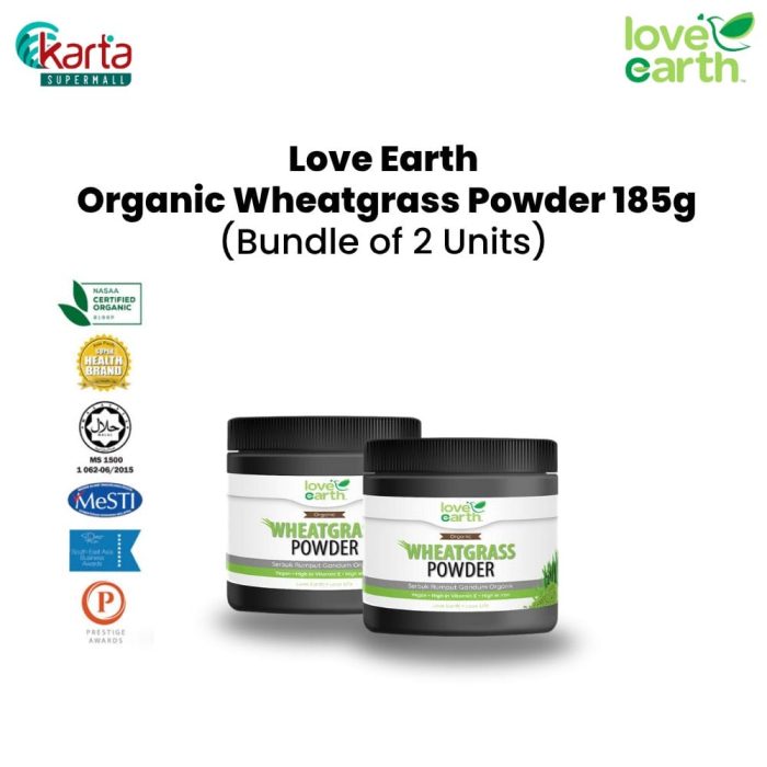 Love Earth Organic Wheatgrass Powder 185g 2-pc Bundle (Clearance Sale : EXP APR 2026)