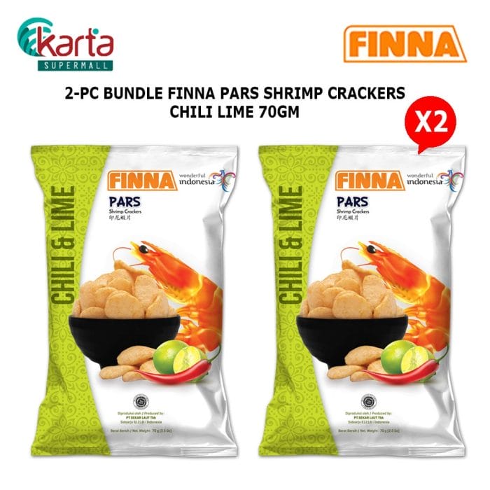 Finna Pars Shrimp Crackers Chili & Lime Flavor 70g 2-Pack Bundle