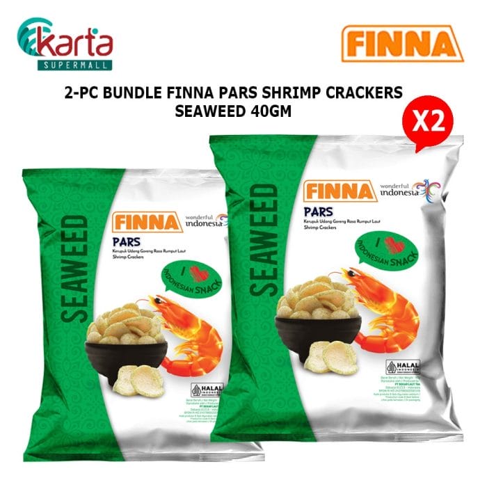 Finna Pars Shrimp Crackers Seaweed Flavor 40g 2-Pack Bundle