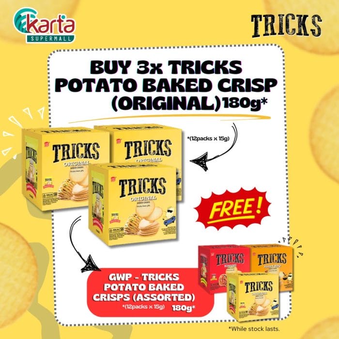 TRICKS Potato Baked Crisps (Original) X 3 Boxes Combo (3 Boxes x 15g x 12 packs)