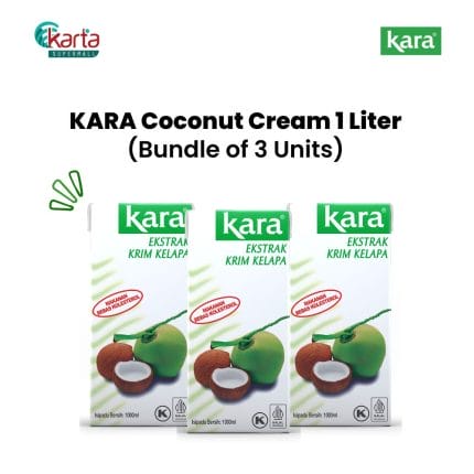 KARA Coconut Cream Santan 1Liter x 3 Units Bundle