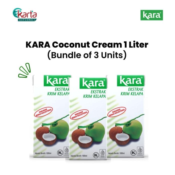 KARA Coconut Cream Santan 1Liter x 3 Units Bundle