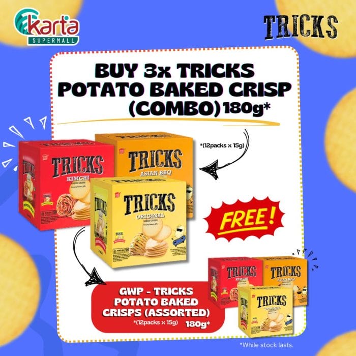 TRICKS Potato Baked Crisps 3 flavours combo (3 boxes x 15g x 12 packs)