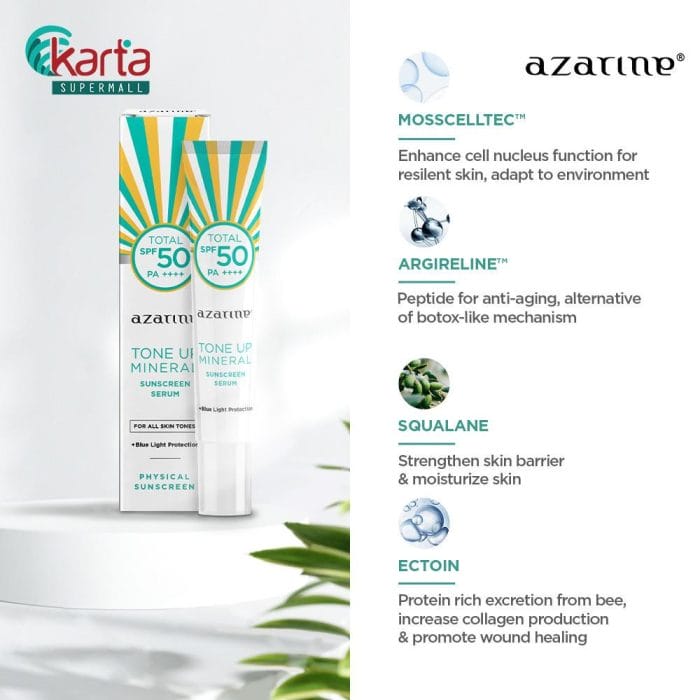 Azarine Tone Up Mineral Sunscreen Serum SPF50 27ml (Bundle of 2 Units)