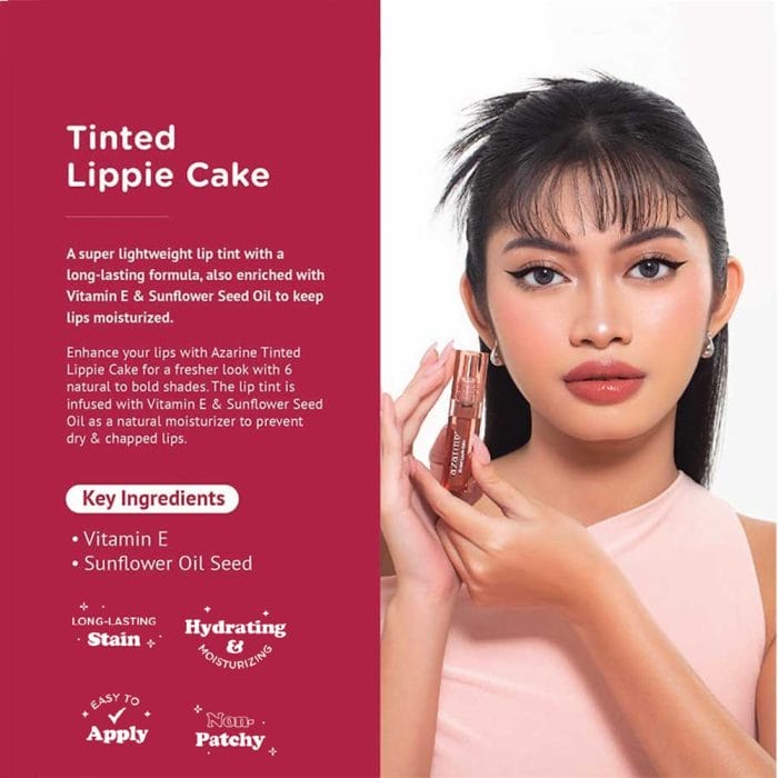 AZARINE Tinted Lippie Cake 2.9ml - Bundle of 2 Units (02 Choco Biscuit) (Clearance Sale : EXP Sept 2026)