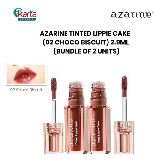 AZARINE Tinted Lippie Cake 2.9ml - Bundle of 2 Units (02 Choco Biscuit) (Clearance Sale : EXP Sept 2026)