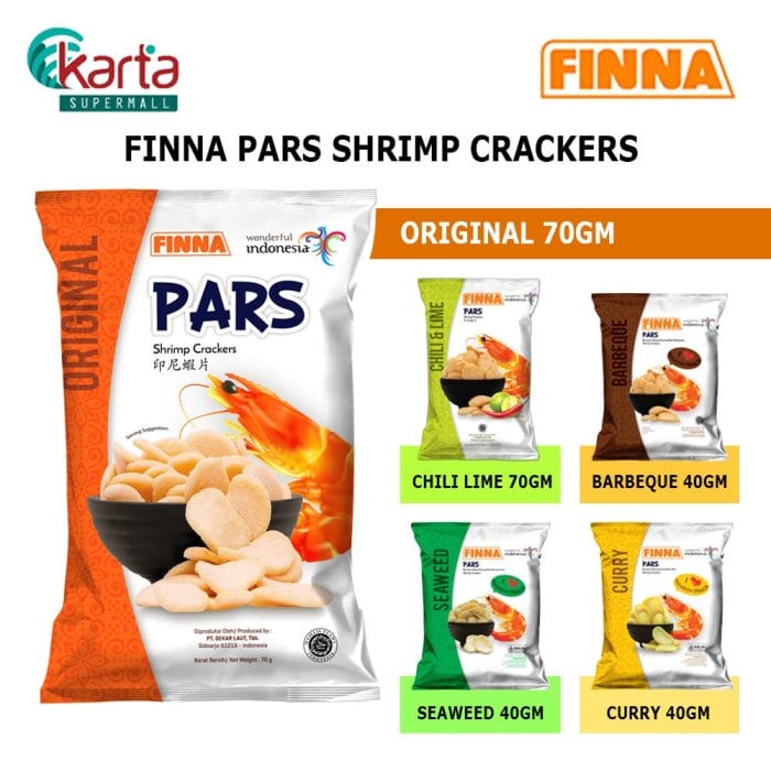Finna Pars Shrimp Crackers Seaweed Flavour 40g (3-Pack Bundle)