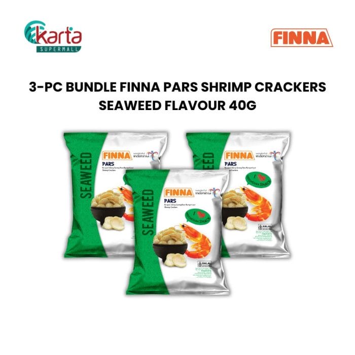 Finna Pars Shrimp Crackers Seaweed Flavour 40g (3-Pack Bundle)