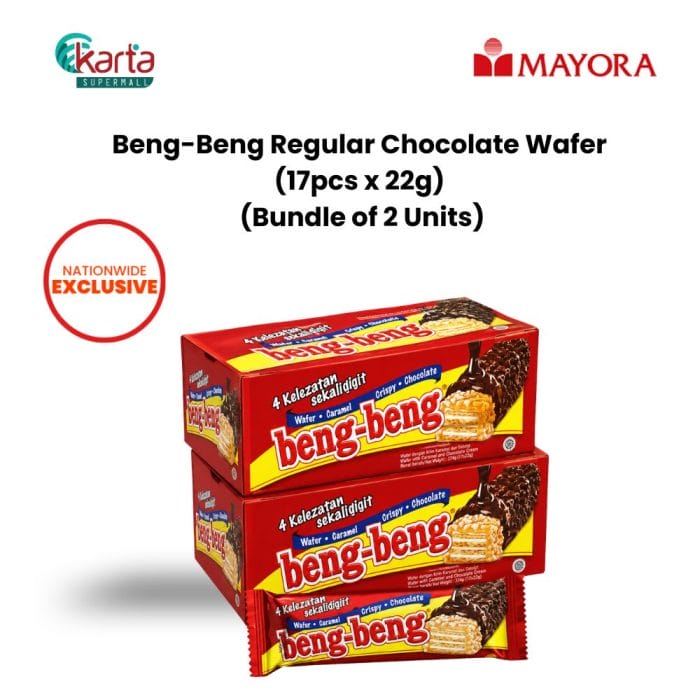 Beng-Beng Regular Chocolate Wafer (17pcs x 22g) Bundle of 2 Units