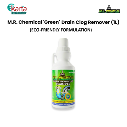 M.R. Chemical "Green" Drain Clog Remover 1L (Eco-Friendly Formulation)