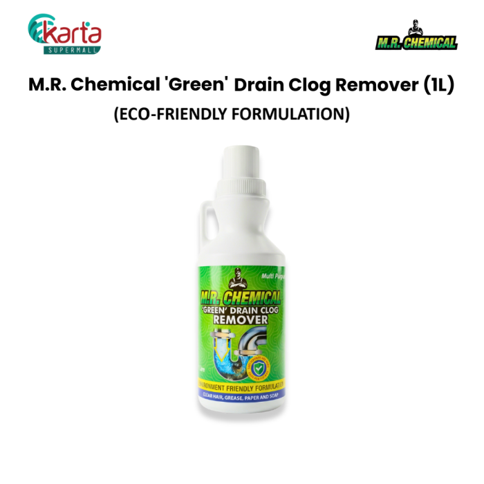 M.R. Chemical "Green" Drain Clog Remover 1L (Eco-Friendly Formulation)