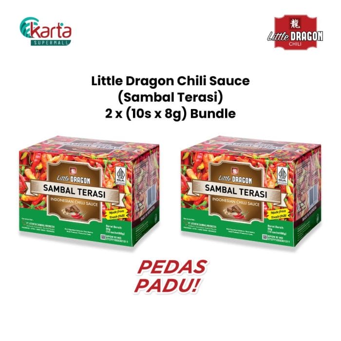 Little Dragon Chili Sauce (Sambal Terasi) 2 x (10s x 8g) Bundle