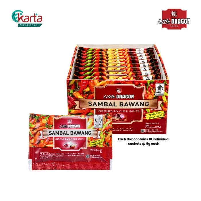 Little Dragon Chili Sauce (Sambal Bawang) 2 x (10s x 8g) Bundle