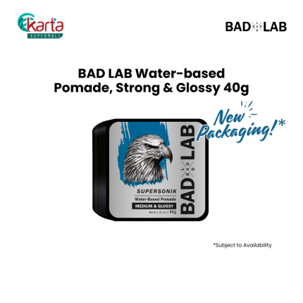 Bad Lab Jet Black Water-Based Pomade - Strong & Glossy (40g)